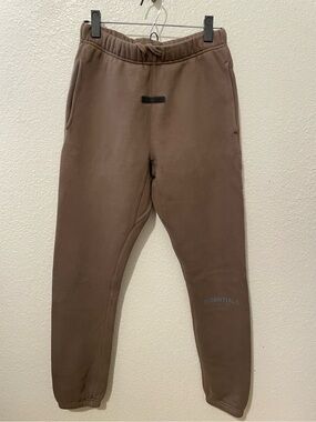 Essentials Men's Brown Fleece Joggers with Drawstring Waist